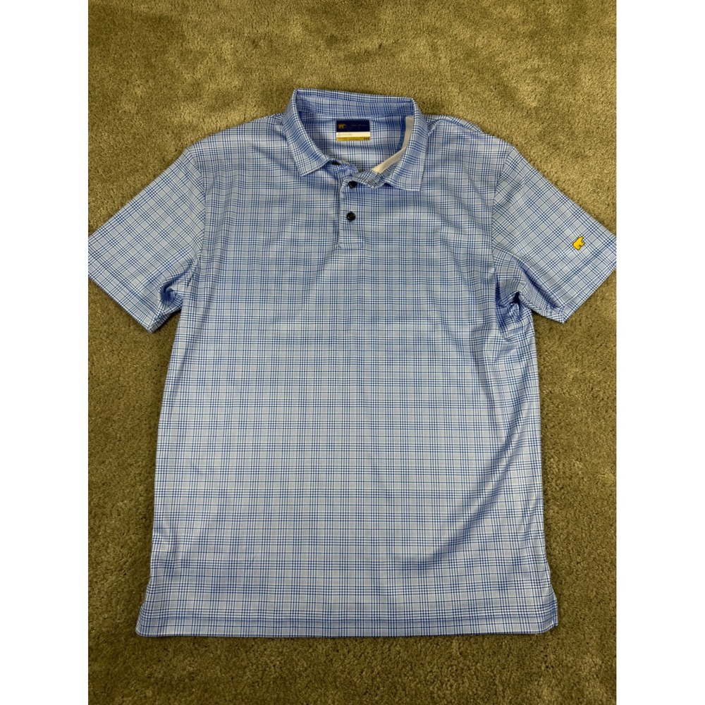 Jack Nicklaus StayDri Mens Blue White Check Golf Polo Shirt Medium Golden Bear